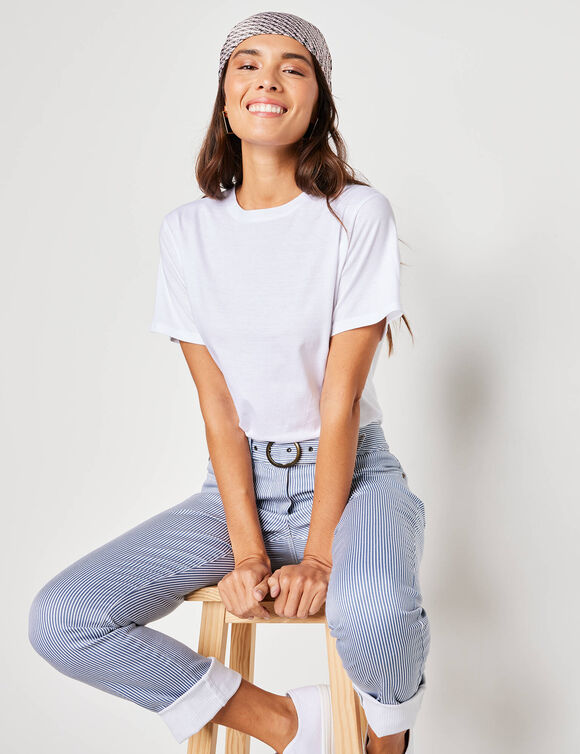 T-shirt "loose" en coton, uni (blanc) T-shirt "loose" en coton, uni (blanc)